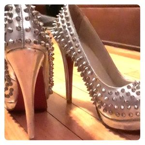 Silver studded red bottoms